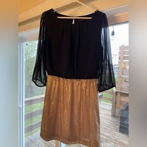 The Limited Sheet black and Gold skirt dress
